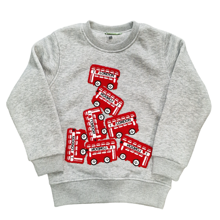 Buses Kids Sweatshirt Grey - www.thecottonhill.com
